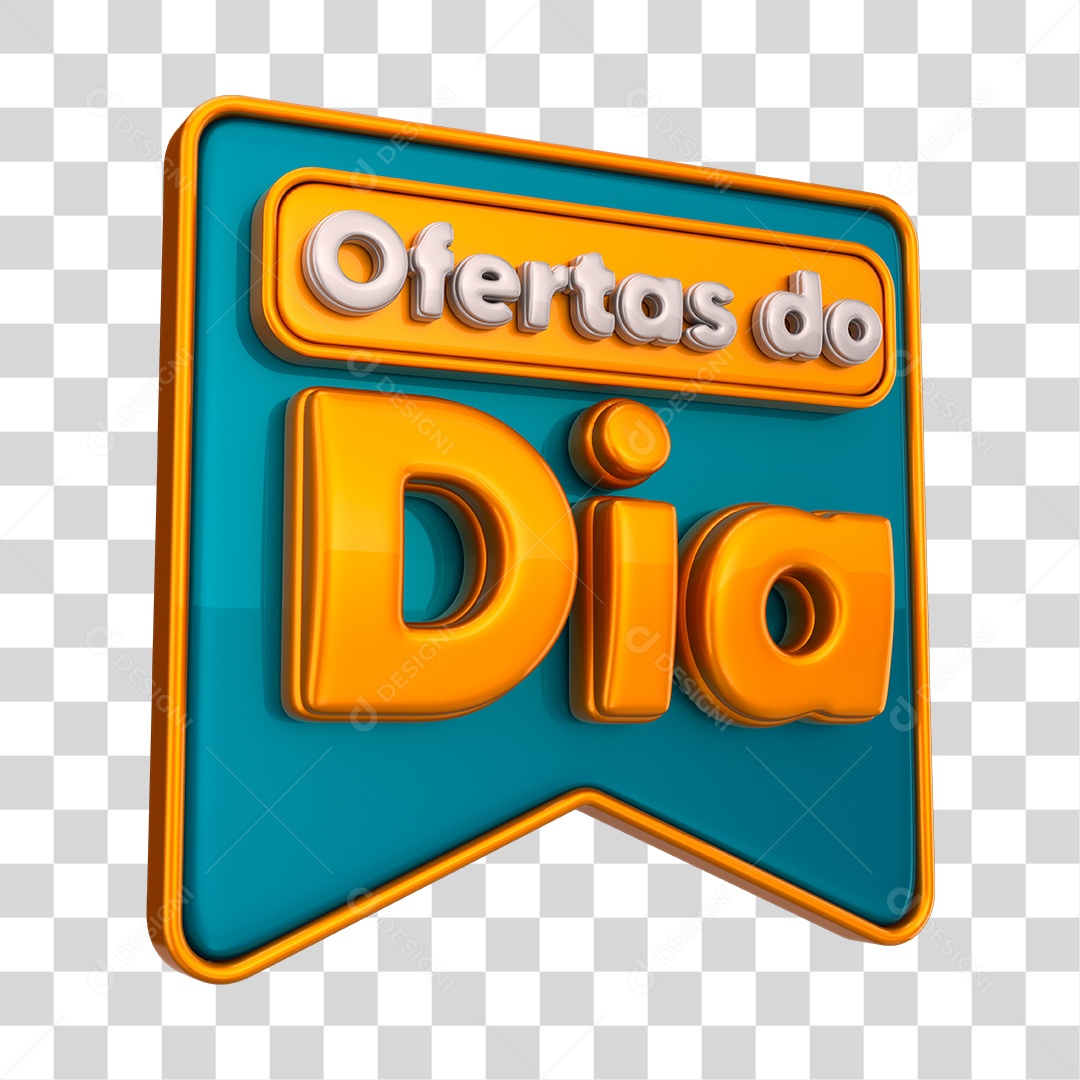 Ofertas do Dia Selo 3D Dourado e Azul PNG Transparente