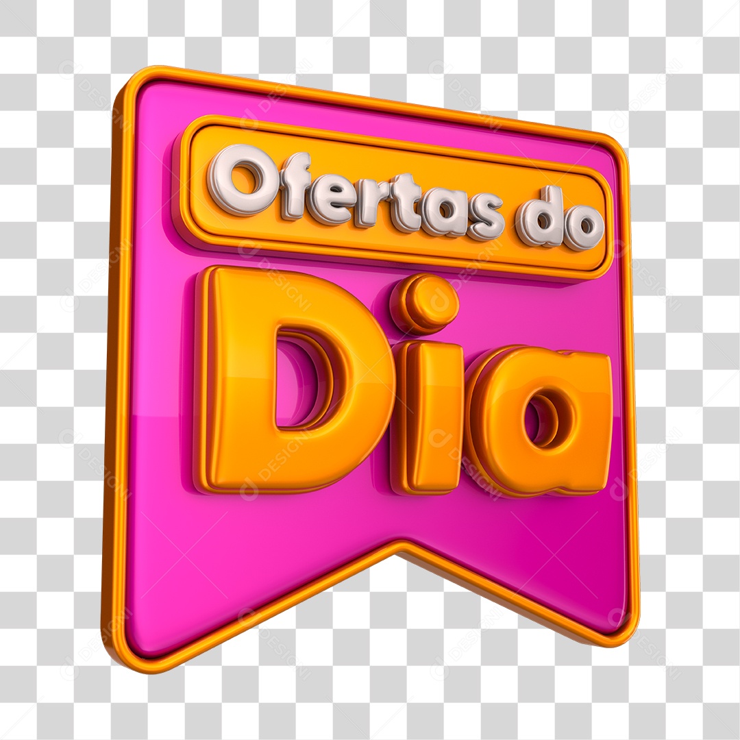 Ofertas do Dia Selo 3D Dourado e Rosa PNG Transparente