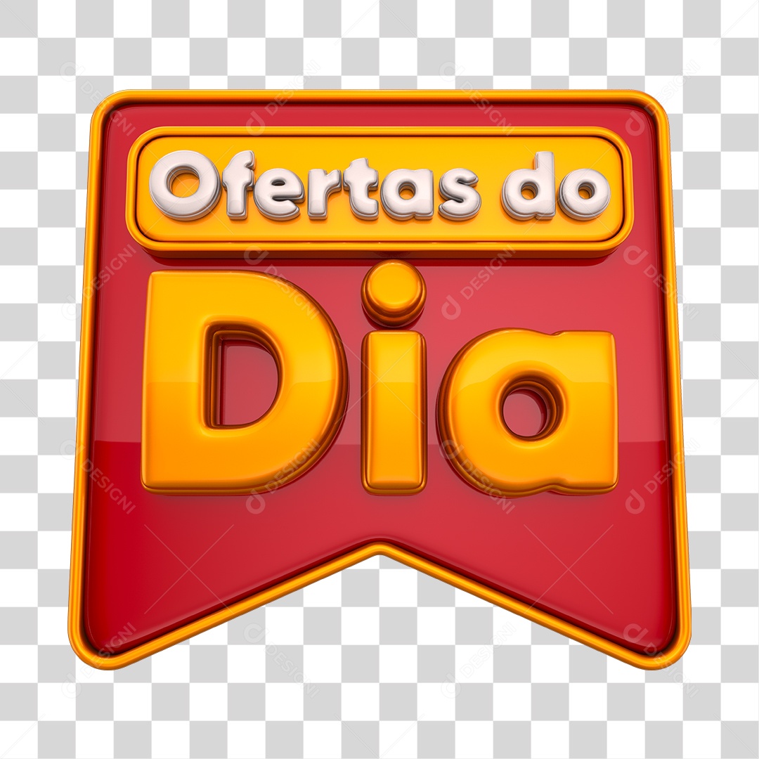 Ofertas do Dia Selo 3D Dourado e Vermelho PNG Transparente