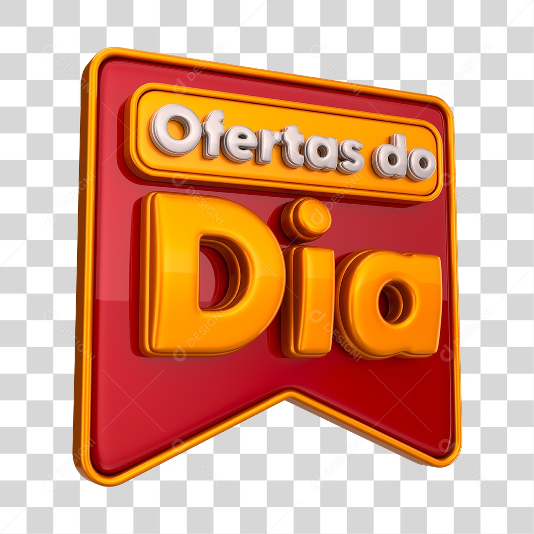 Ofertas do Dia Selo 3D Dourado e Vermelho PNG Transparente