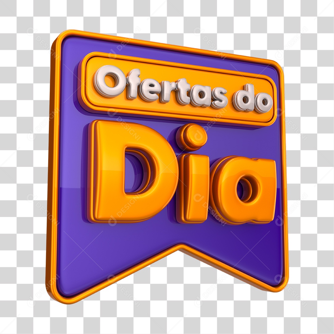 Ofertas do Dia Selo 3D Dourado e Roxo PNG Transparente