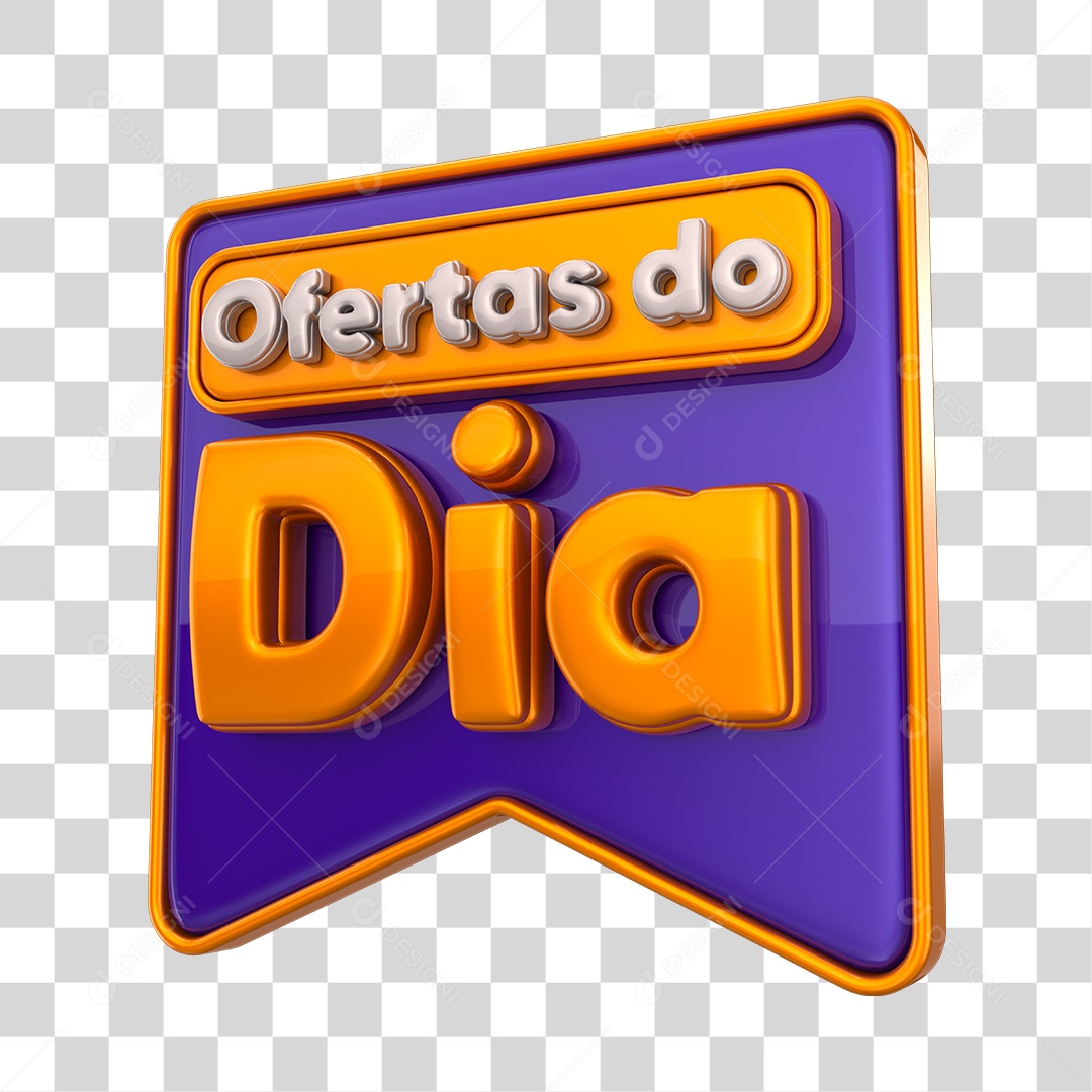 Ofertas do Dia Selo 3D Dourado e Roxo PNG Transparente