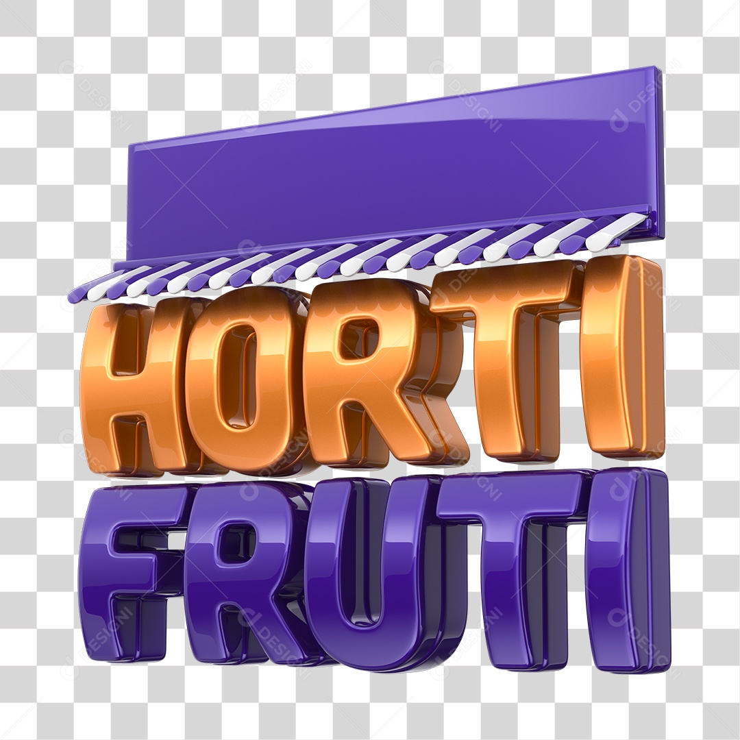 Hortifruti Selo 3D Cobre e Roxo PNG Transparente