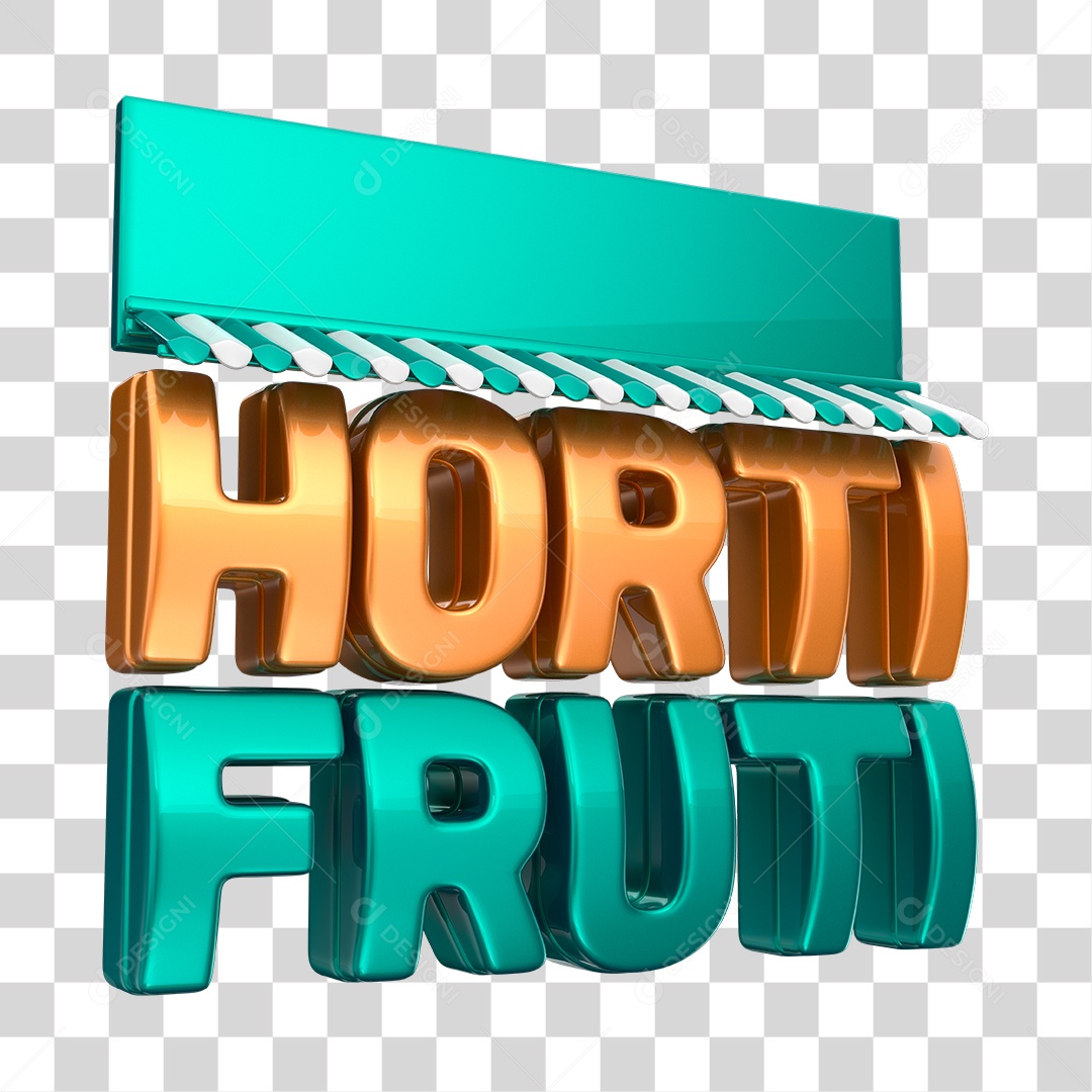Hortifruti Selo 3D Cobre e Azul PNG Transparente