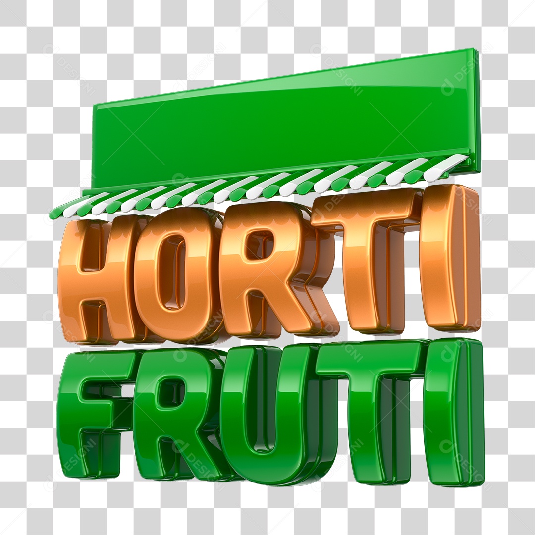 Hortifruti Selo 3D Cobre e Verde PNG Transparente