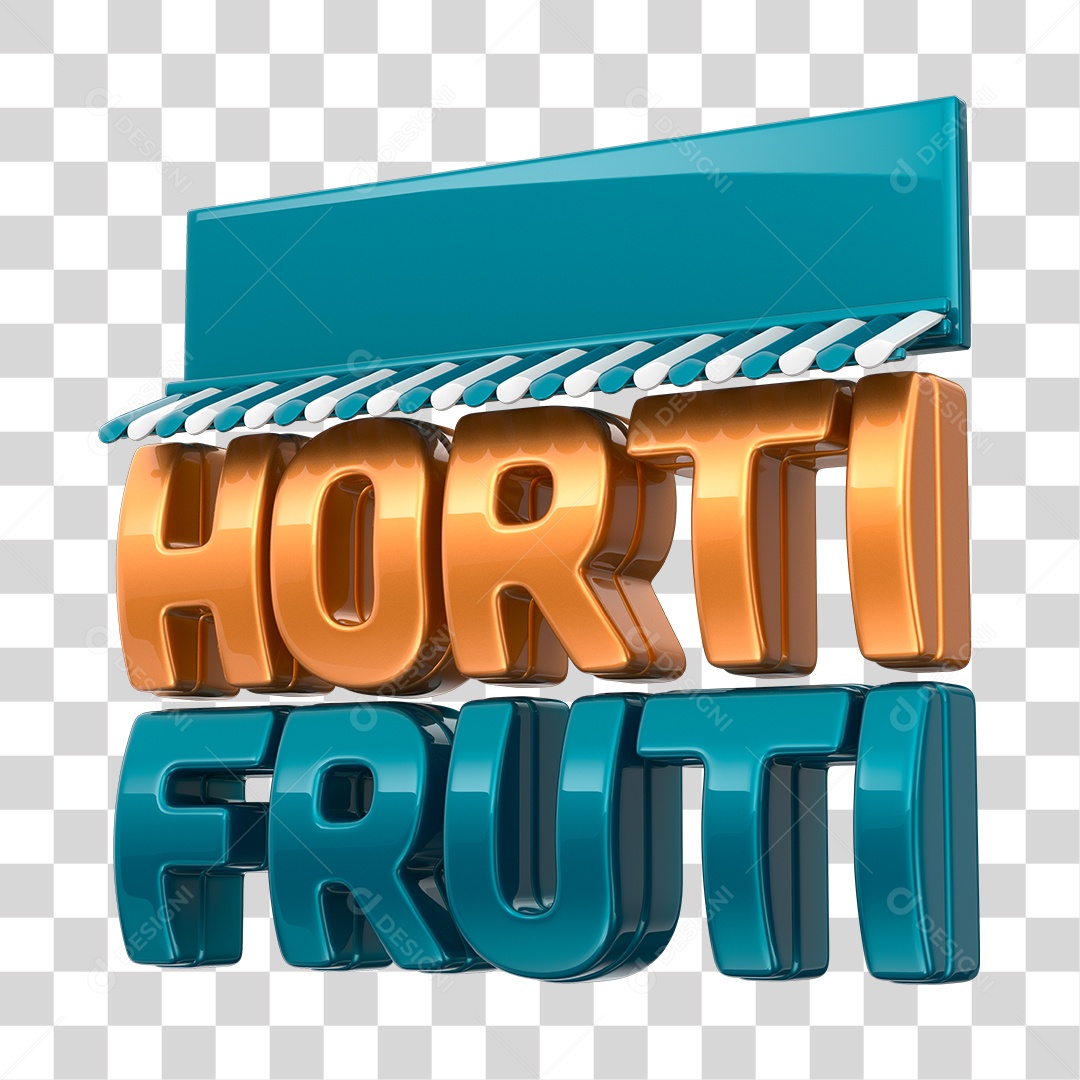 Hortifruti Selo 3D Cobre e Azul PNG Transparente