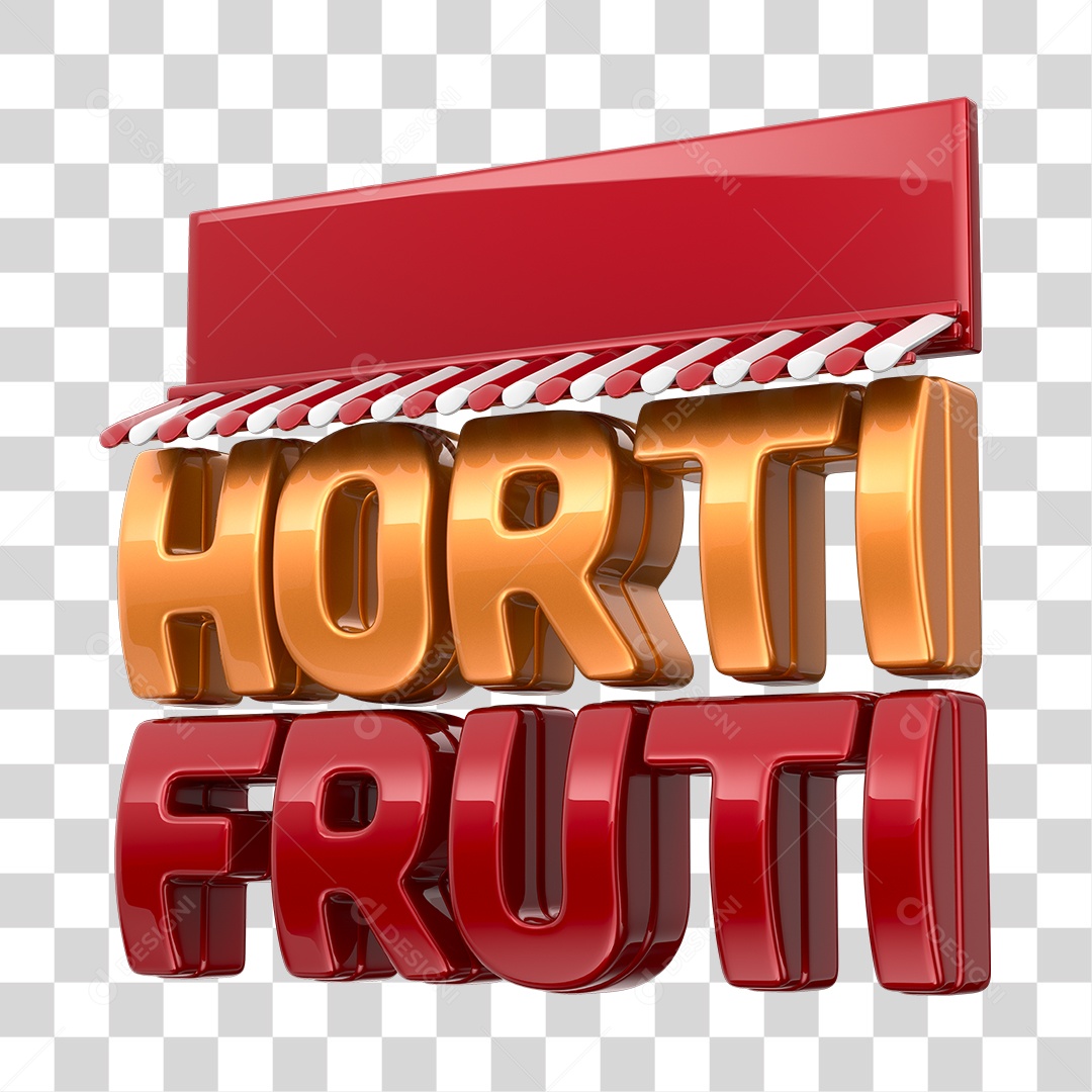 Hortifruti Selo 3D Cobre e Vermelho PNG Transparente