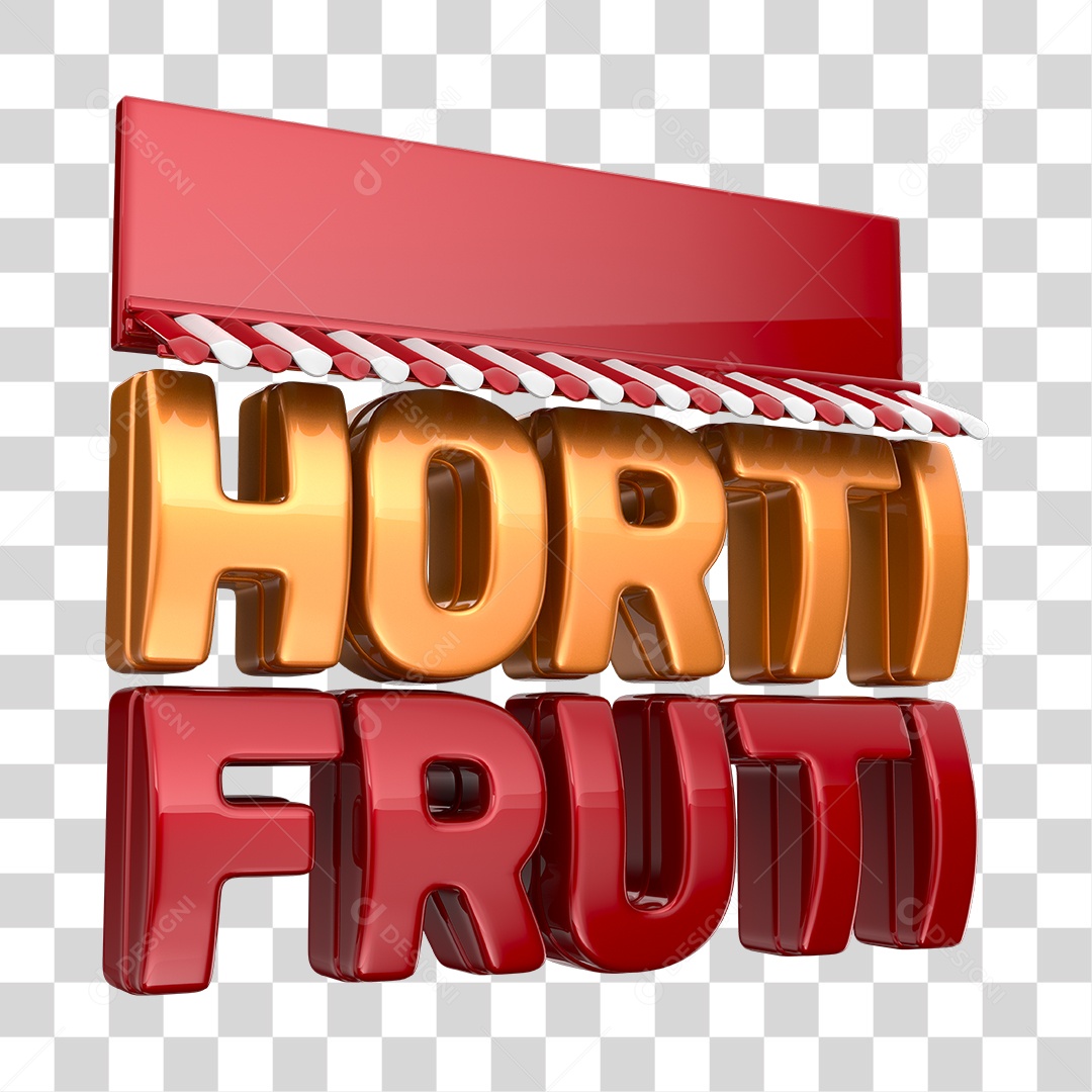 Hortifruti Selo 3D Cobre e Vermelho PNG Transparente