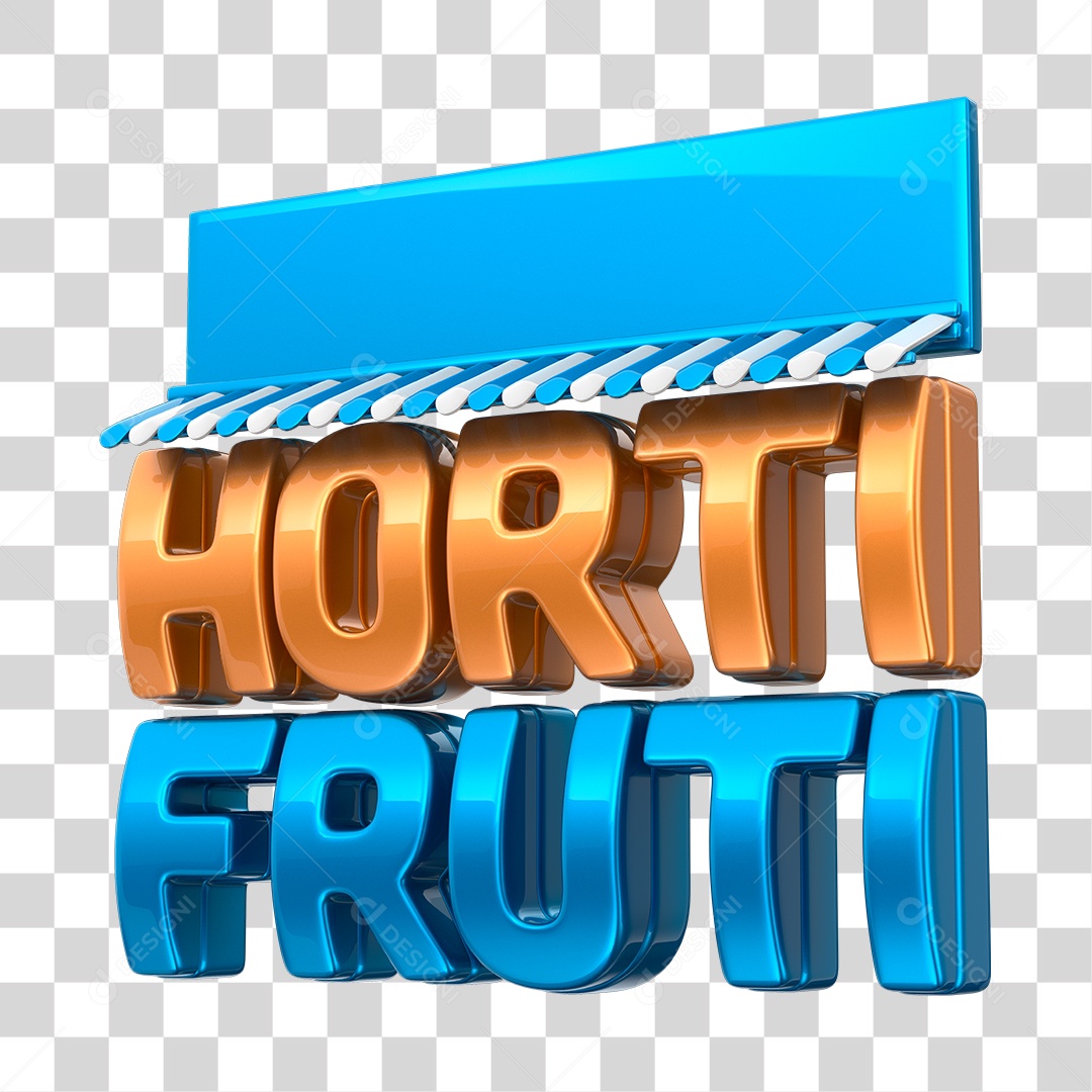 Selo 3D Hortifruti Cobre e Azul PNG Transparente