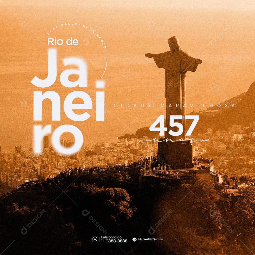 Parabéns Pelos 458 Anos Rio De Janeiro 1 de Março Social Media PSD Editável