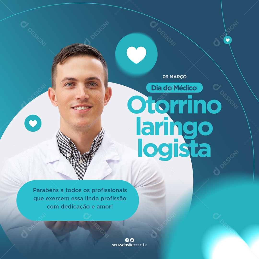 Dia do Médico Otorrinolaringologista 03 de Março Social Media PSD Editável