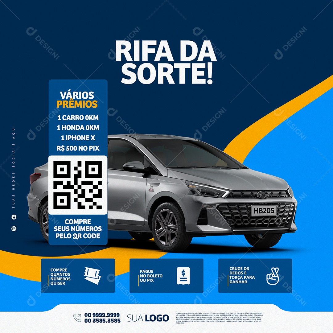 Rifa da Sorte Vários Prêmios Social Media PSD Editável