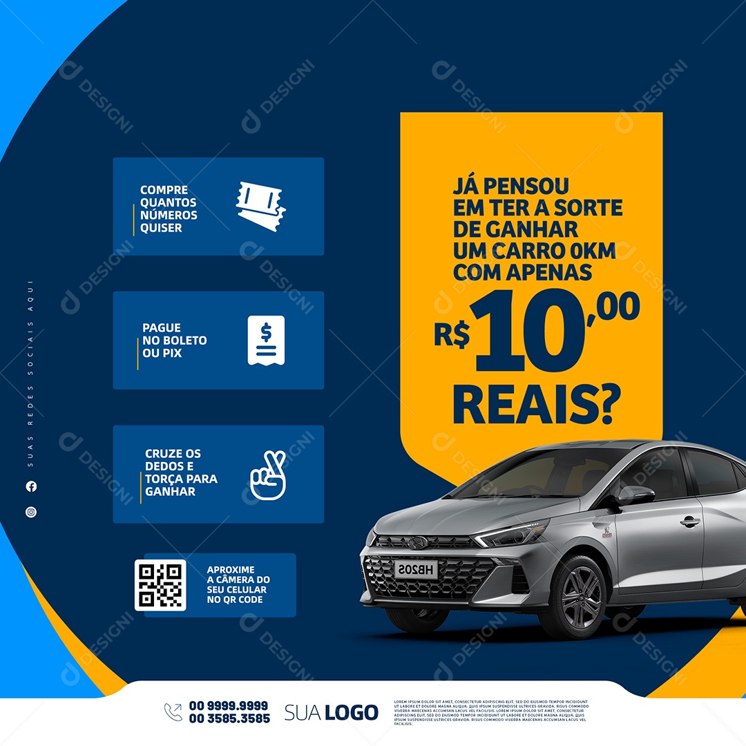 Rifa de Um Carro 0 KM Social Media PSD Editável
