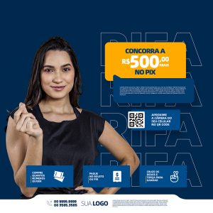 Concorra a R$ 500,00 No Pix Rifa da Sorte Social Media PSD Editável