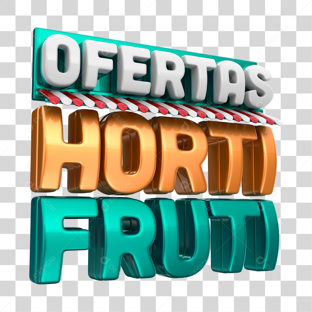 Selo 3D Ofertas Hortifruti Cobre e Azul PNG Transparente