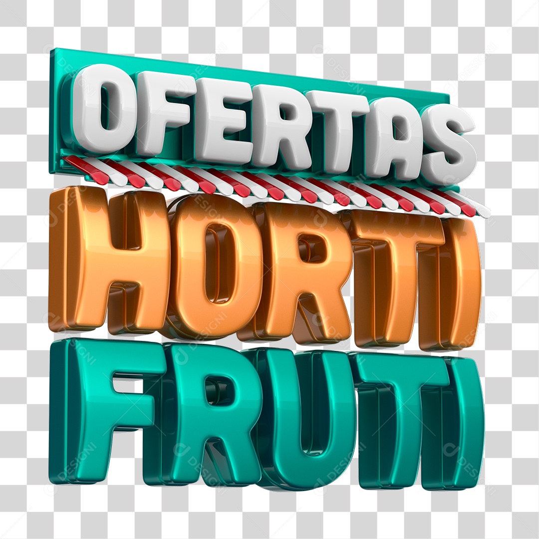 Selo 3D Ofertas Hortifruti Cobre e Azul PNG Transparente