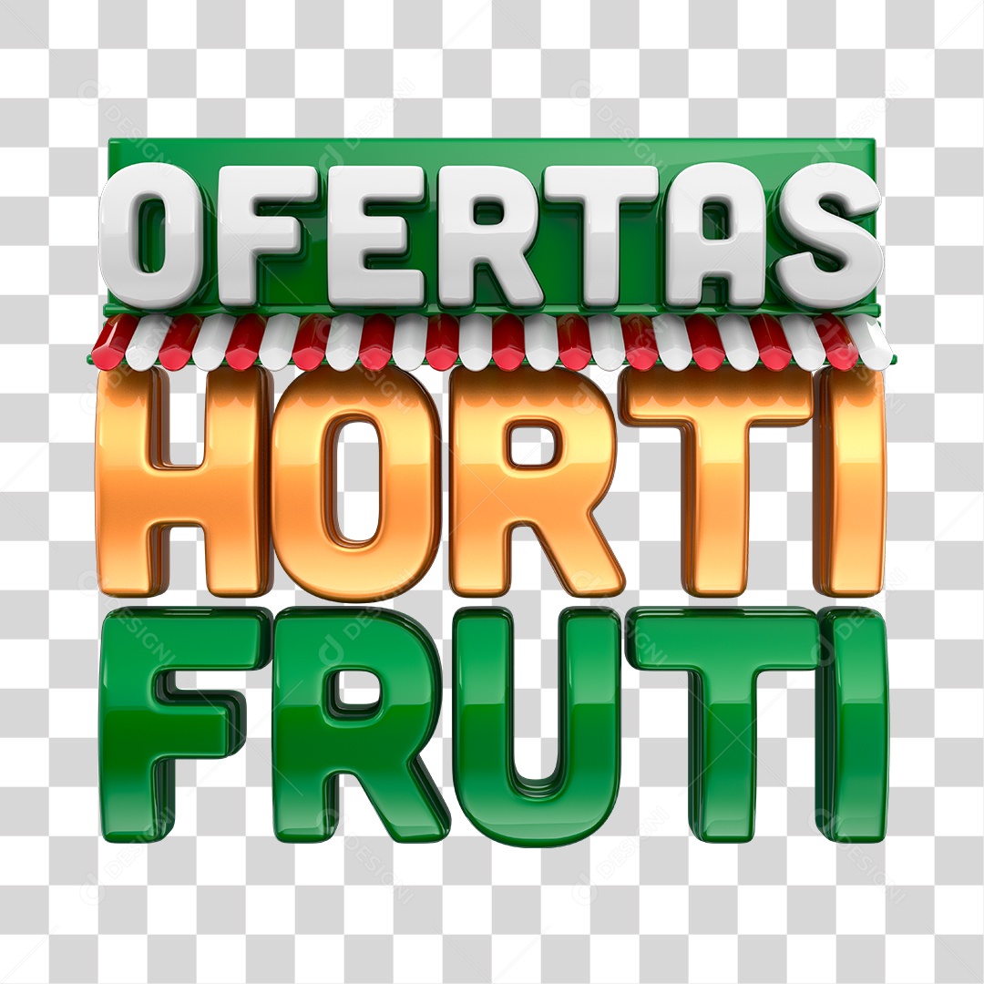 Selo 3D Ofertas Hortifruti Cobre e Verde PNG Transparente