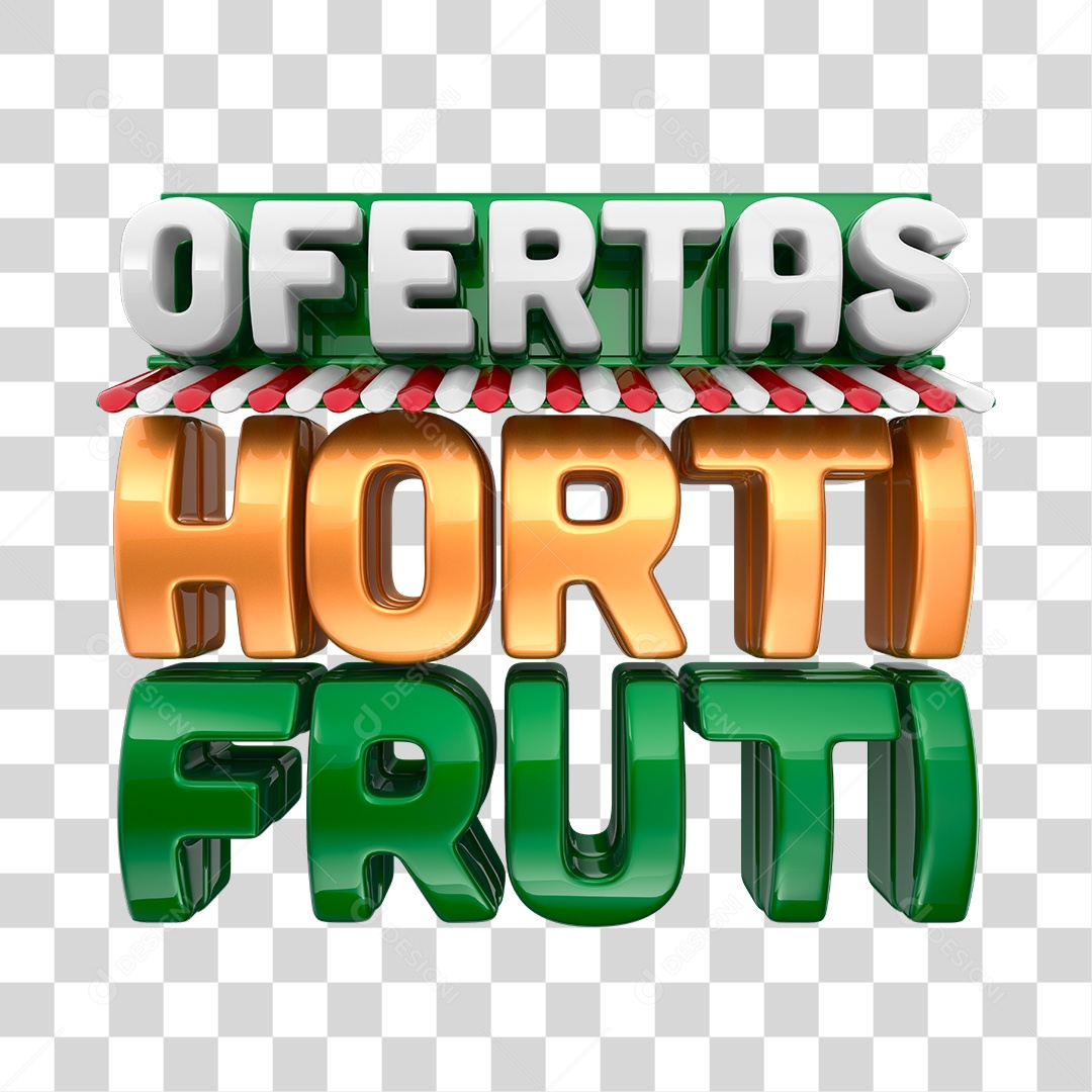 Selo 3D Ofertas Hortifruti Cobre e Verde PNG Transparente