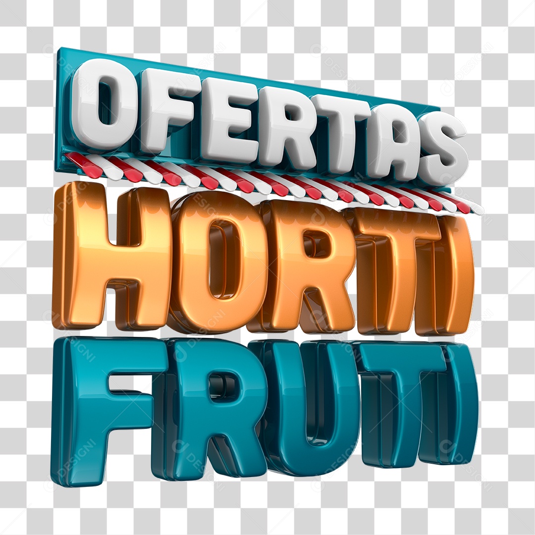 Selo 3D Ofertas Hortifruti Cobre e Azul  PNG Transparente