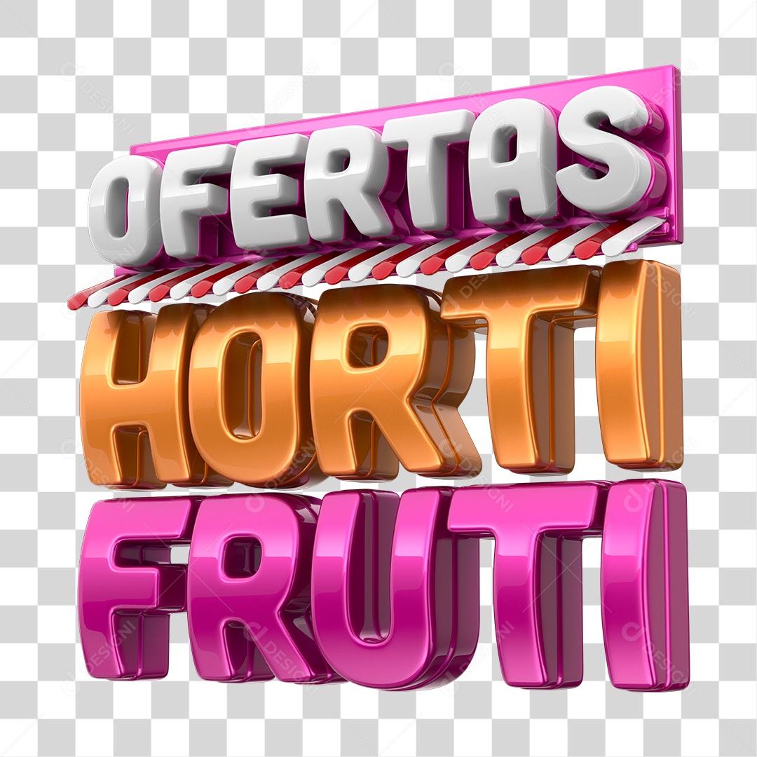 Selo 3D Ofertas Hortifruti Cobre e Rosa PNG Transparente