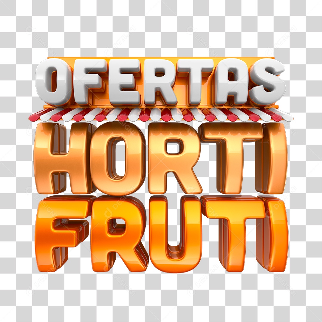 Selo 3D Ofertas Hortifruti Cobre e Alaranjado PNG Transparente