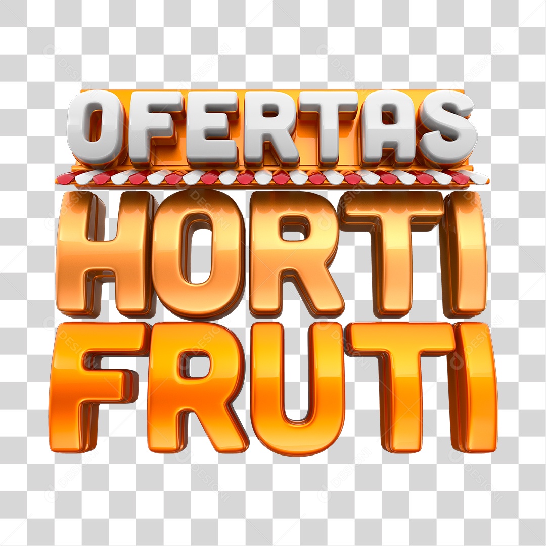 Selo 3D Ofertas Hortifruti Cobre e Alaranjado PNG Transparente