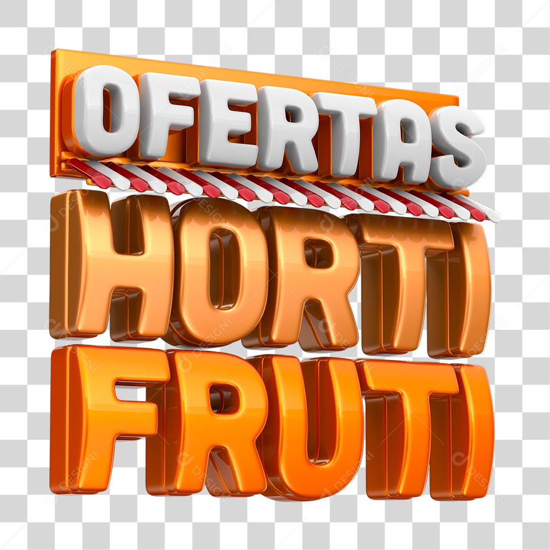 Selo 3D Ofertas Hortifruti Cobre e Alaranjado PNG Transparente