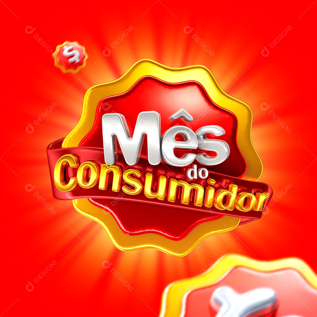 Selo 3D Para Composição Mês do Consumidor PSD