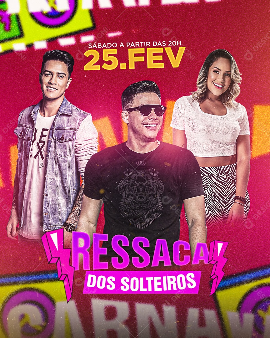 Flyer Ressaca Dos Solteiros Social Media PSD Editável