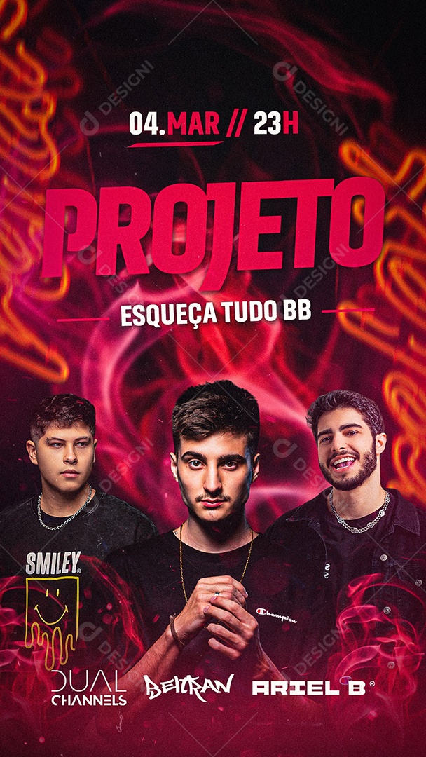 Flyer Projeto Esqueça Tudo BB Dual Channels, Beltran e Ariel B Story Social Media PSD Editável