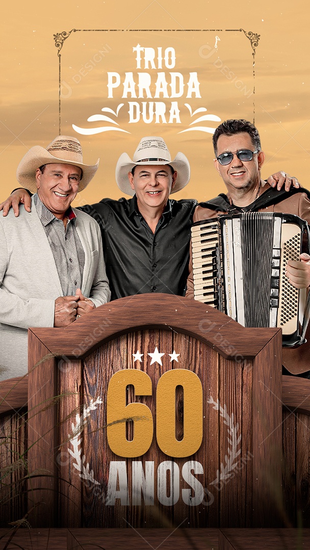 Story Trio Parada Dura 60 Anos Flyer Social Media PSD Editável