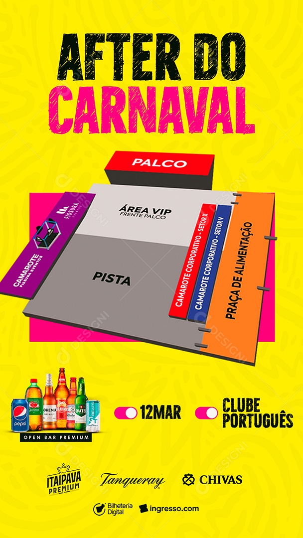 Story After Do Carnaval Palco Área Vip Camarotes Flyer Social Media PSD Editável