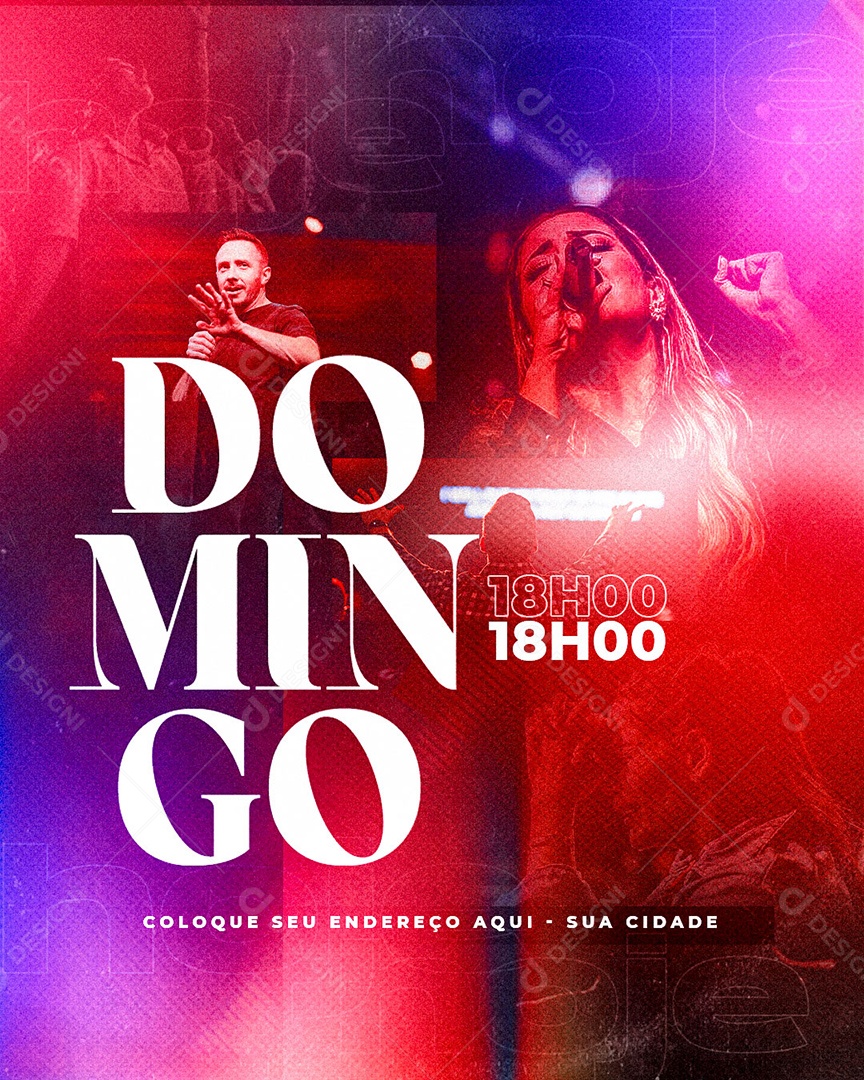 Domingo Culto Igreja Gospel Social Media PSD Editável