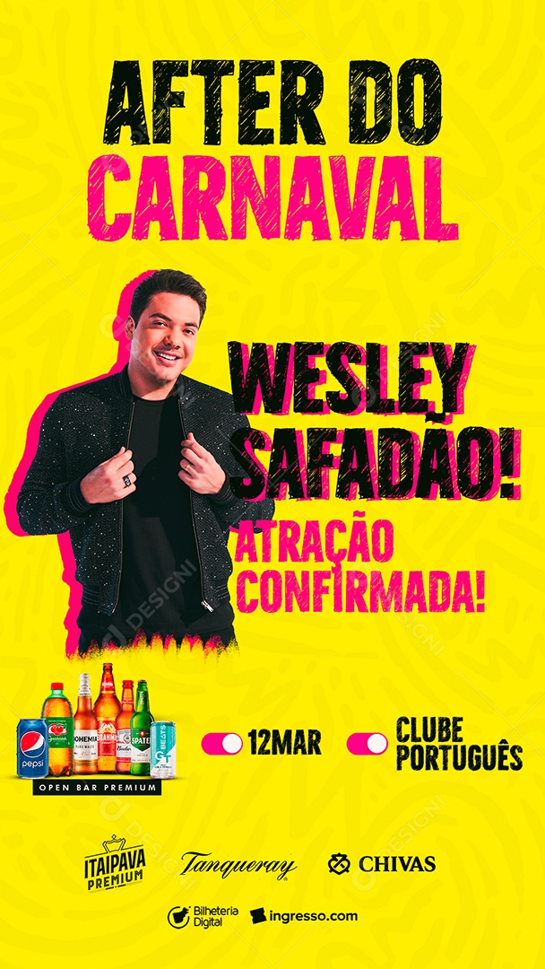 Story After Do Carnaval Wesley Safadão Atração Confirmada Flyer Social Media PSD Editável