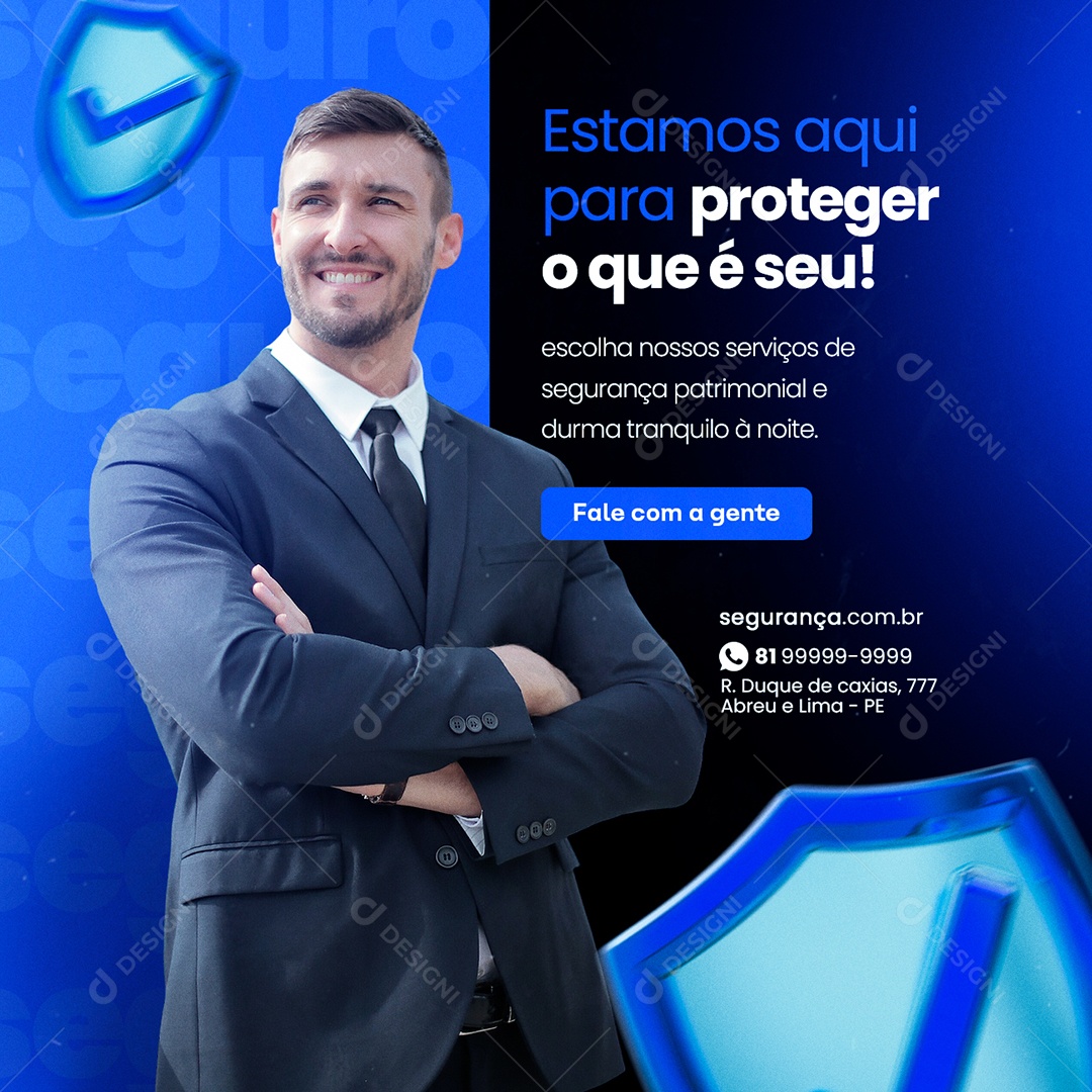 Estamos Aqui Para Proteger O Que é Seu Segurança Patrimonial Social Media PSD Editável