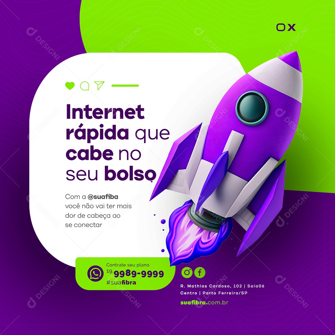 Internet Rápida Que Cabe no Seu Bolso Provedor de Internet Social Media PSD Editável