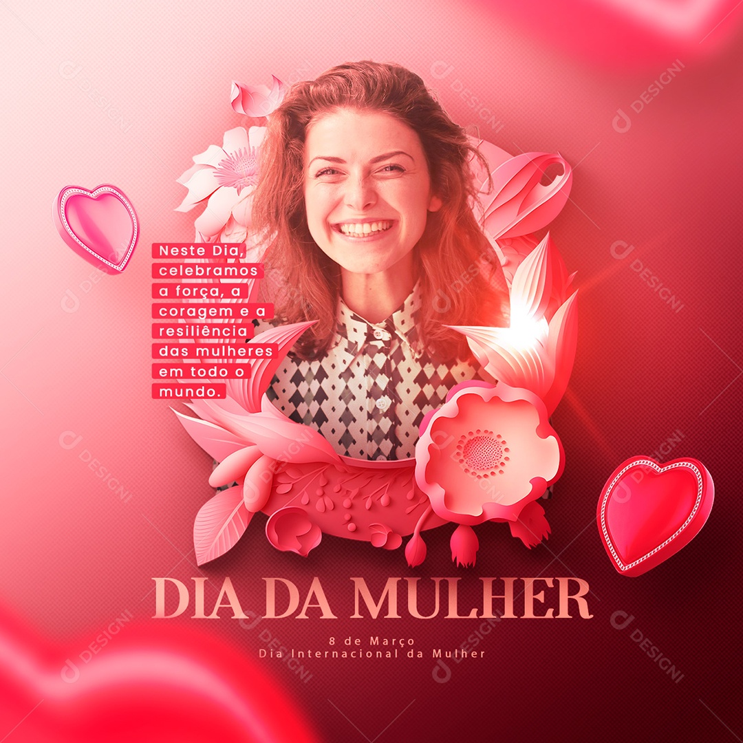 On this Day We Celebrate Strength, Courage, International Women's Day | Editable Social Media PSD
