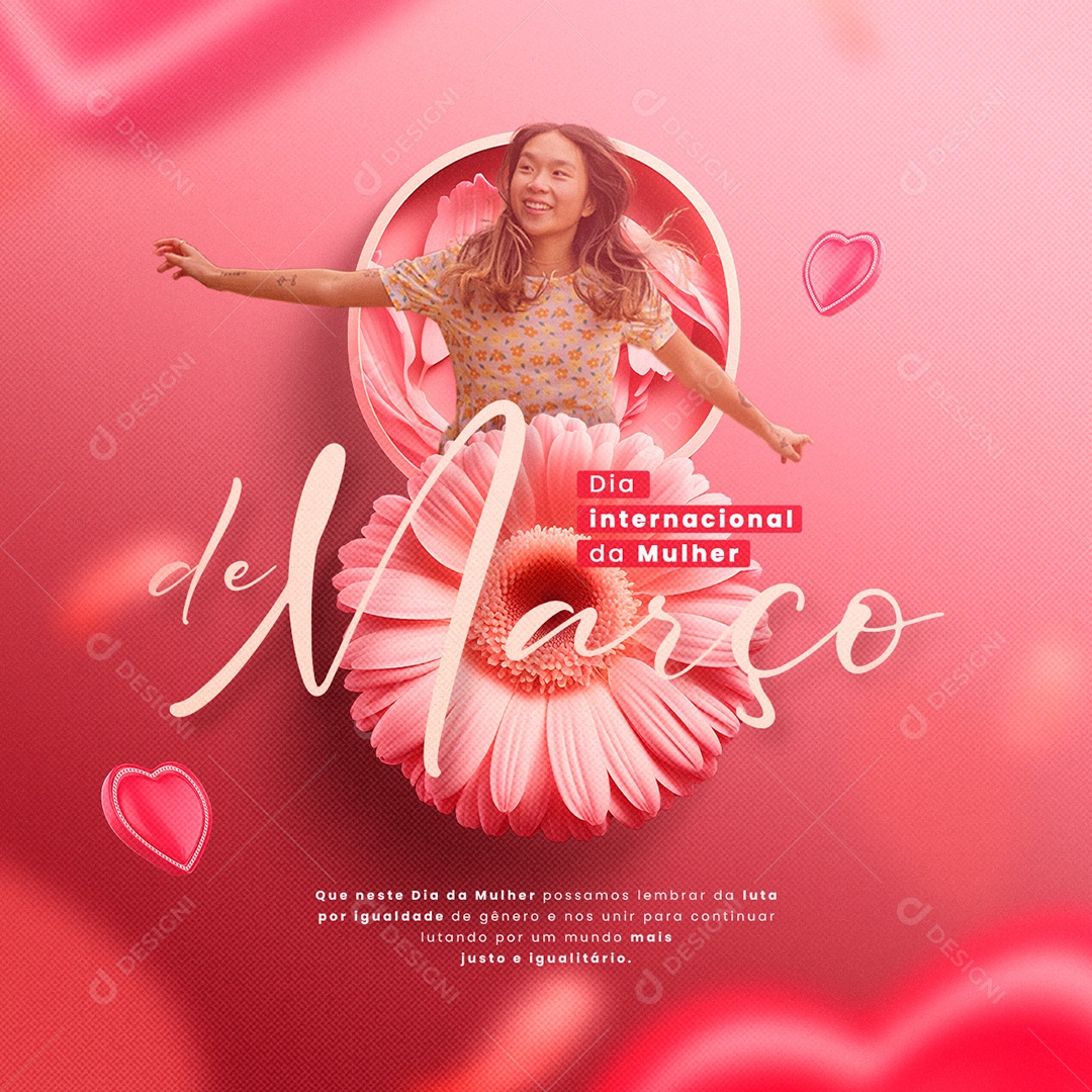 Que Neste Dia da Mulher Possamos Lembrar da Luta Por Igualdade Dia Internacional Da Mulher Social Media PSD Editável