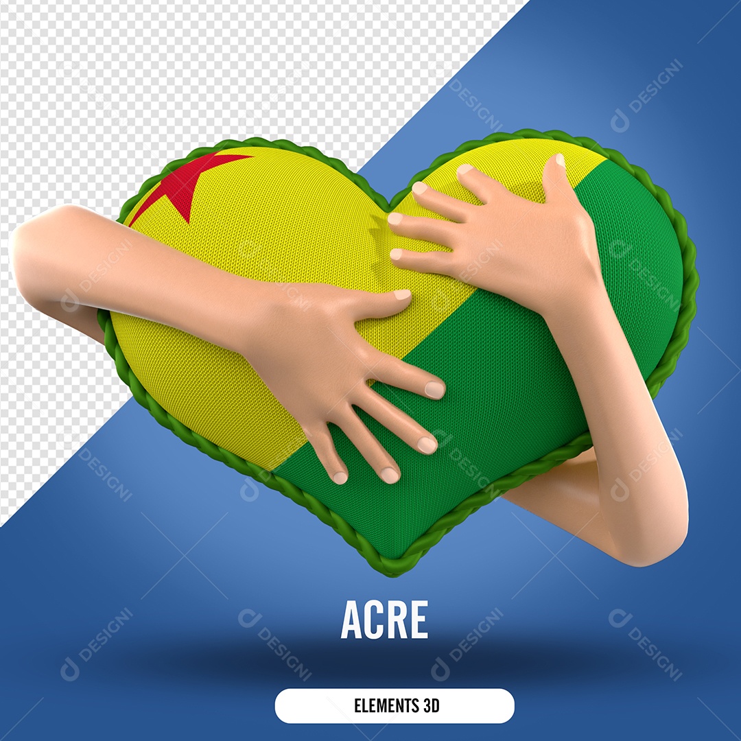 Elemento 3D Para Composição Mão Segurando Coração do Acre PSD