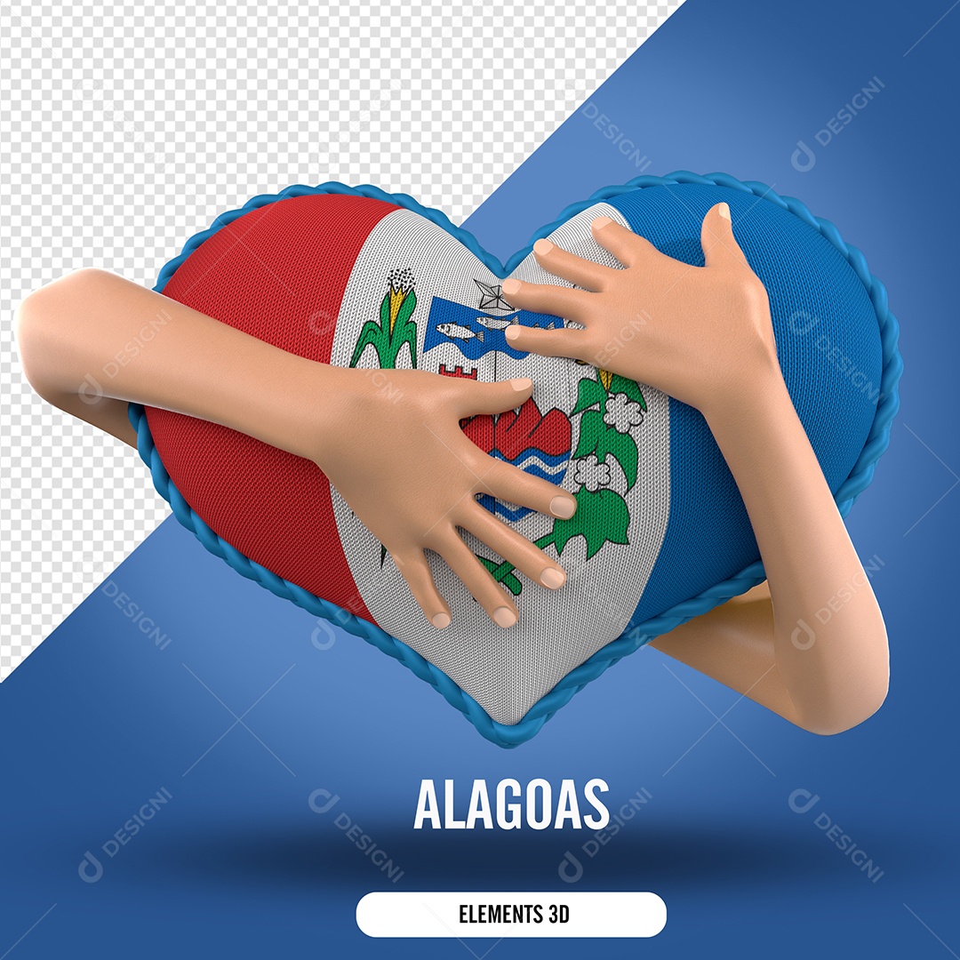 Elemento 3D Para Composição Mão Segurando Coração de Alagoas PSD