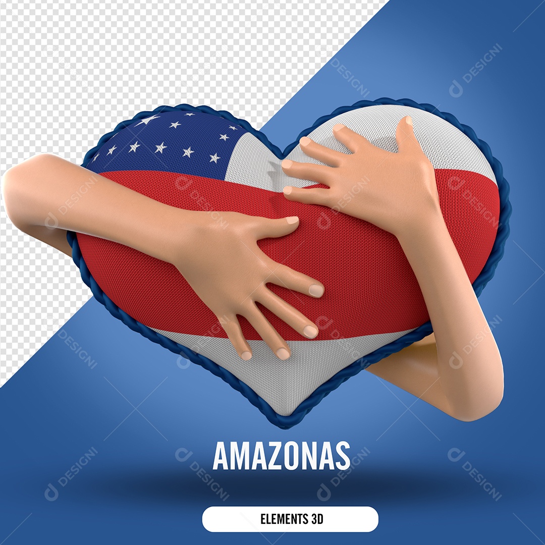 Elemento 3D Para Composição Mão Segurando Coração do Amazonas PSD