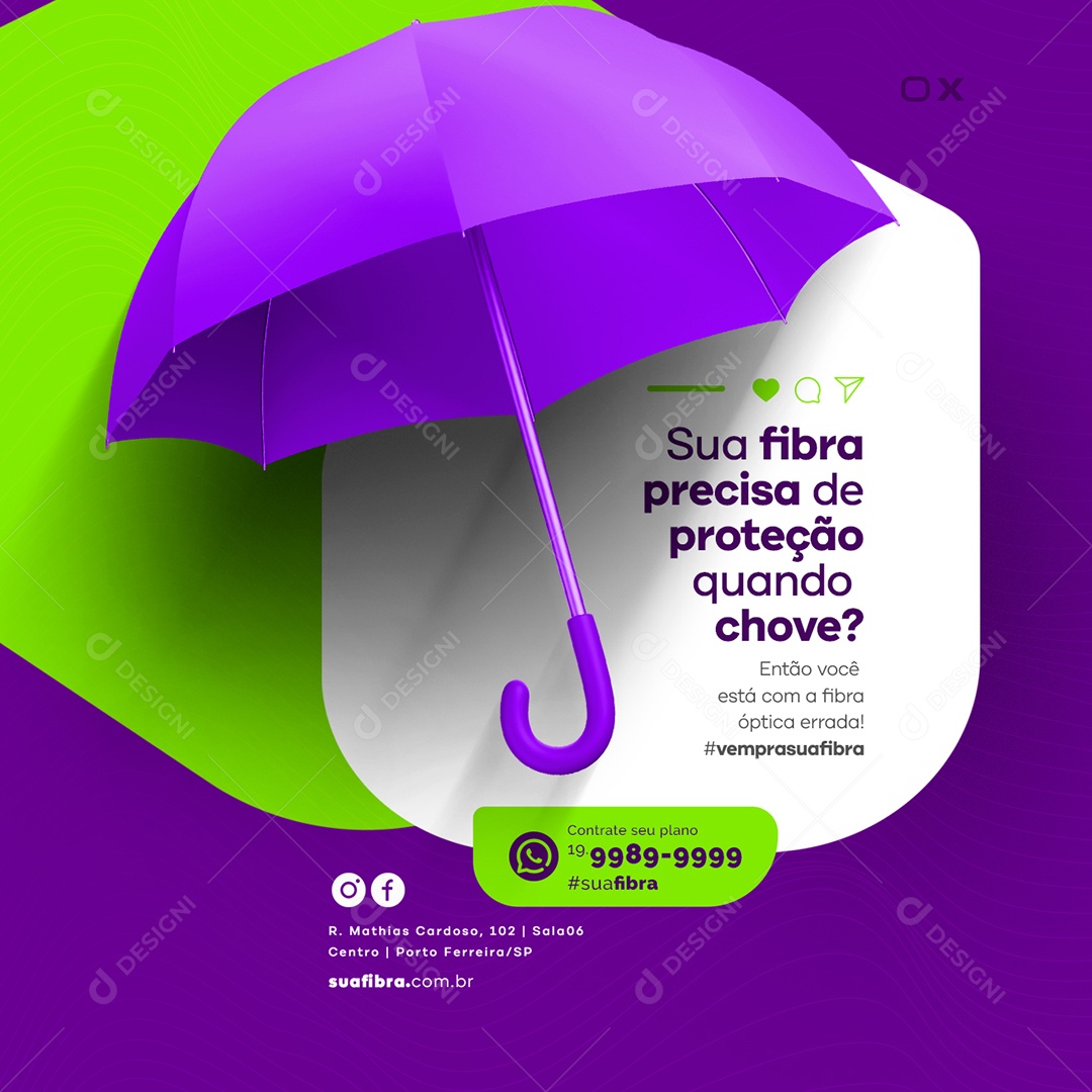 Sua Fibra Precisa De Proteção Quando Chove Provedor de Internet Social Media PSD Editável