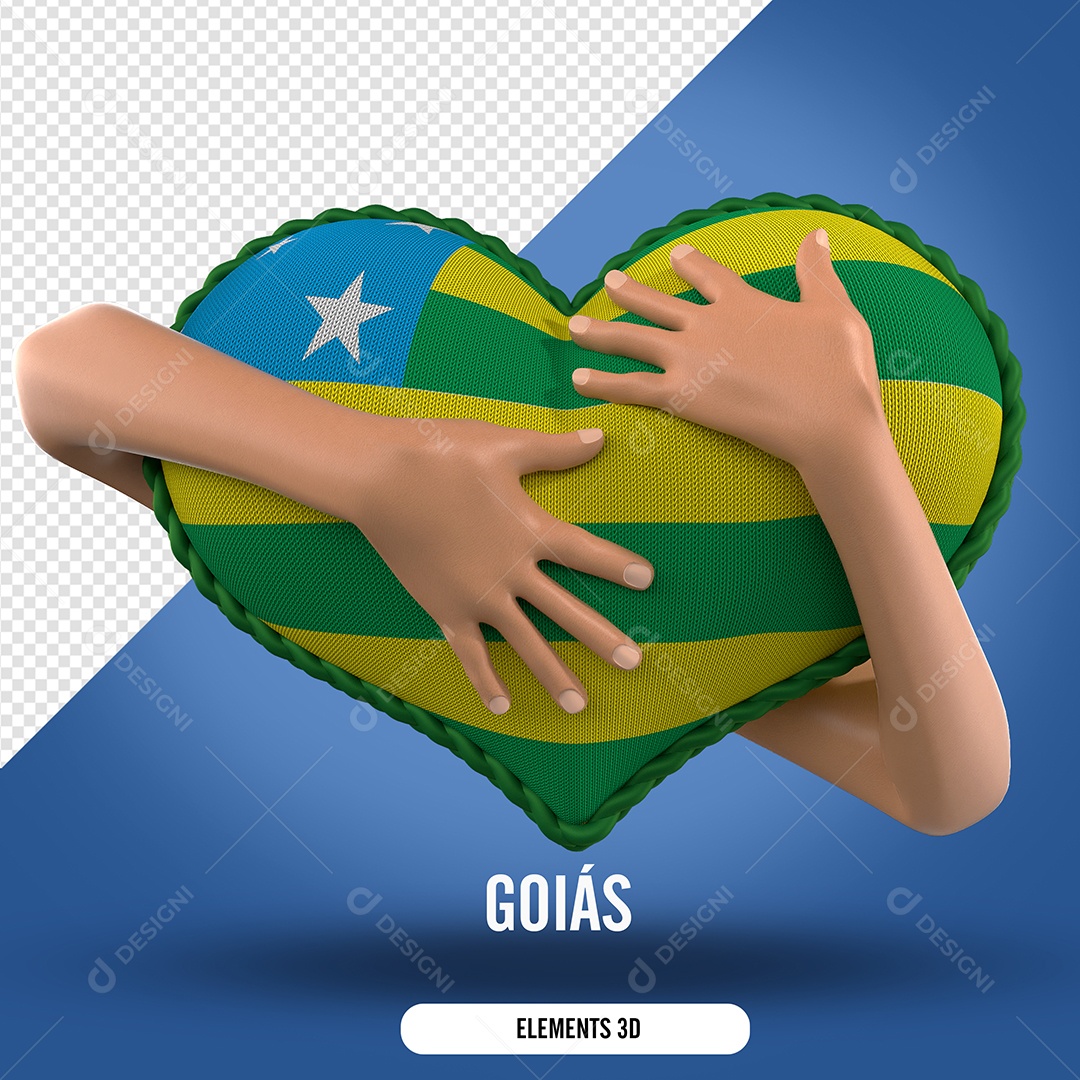 Elemento 3D Para Composição Mão Segurando Coração do Goiás PSD