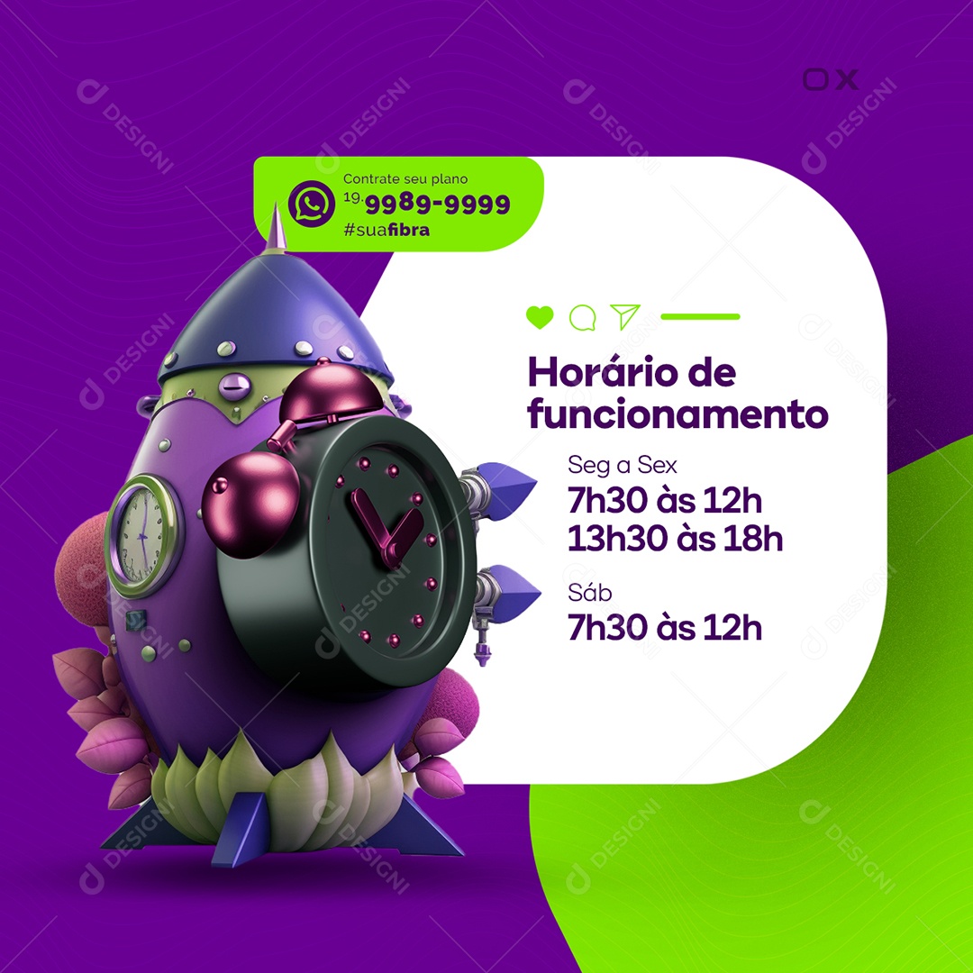 Horário de Funcionamento Provedor de Internet Social Media PSD Editável