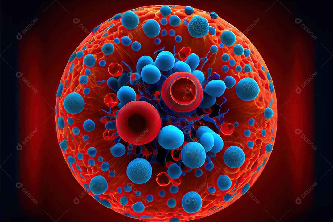 Células sanguíneas, renderização 3D realista dia mundial da malária 25 de abril