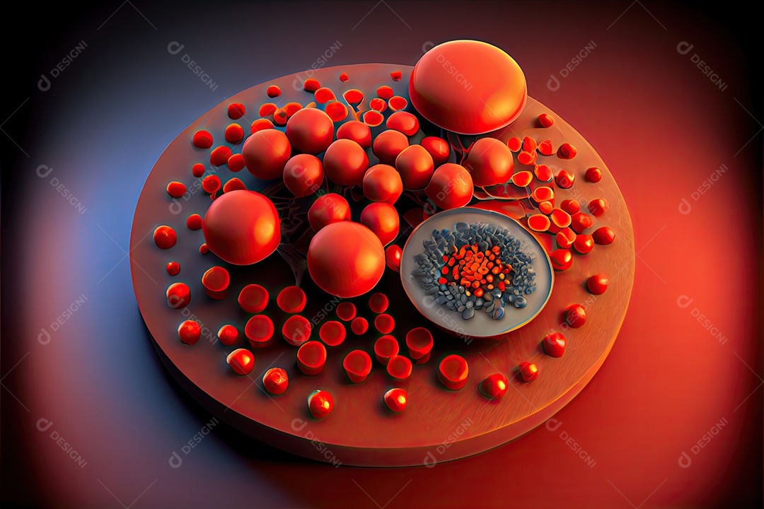 Células sanguíneas, renderização 3D realista dia mundial da malária 25 de abril