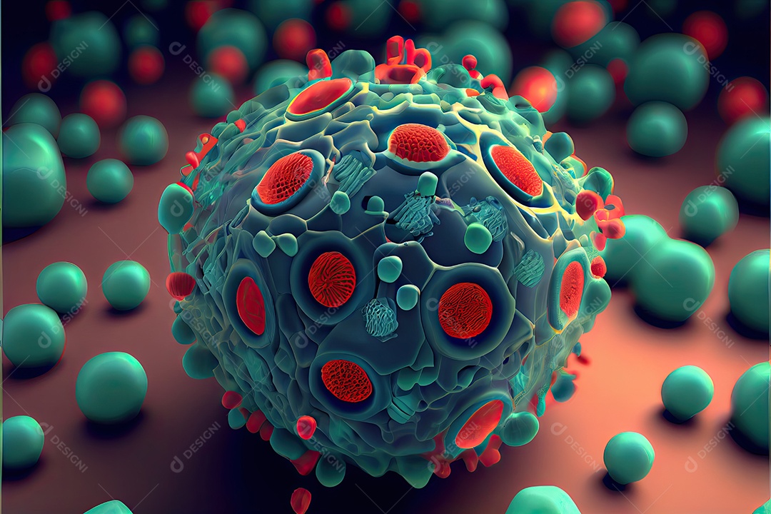 Células sanguíneas, renderização 3D realista dia mundial da malária 25 de abril