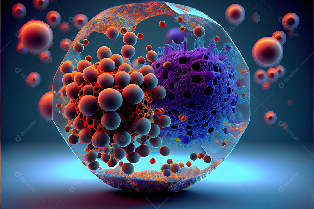 Células sanguíneas, renderização 3D realista dia mundial da malária 25 de abril