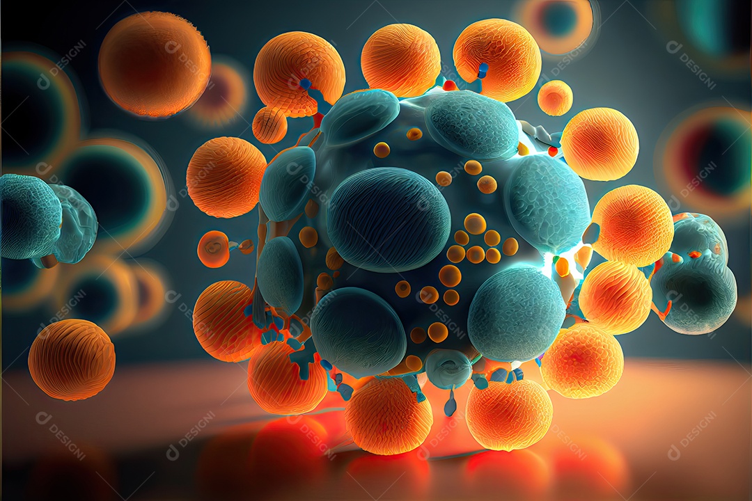 Células sanguíneas, renderização 3D realista dia mundial da malária 25 de abril