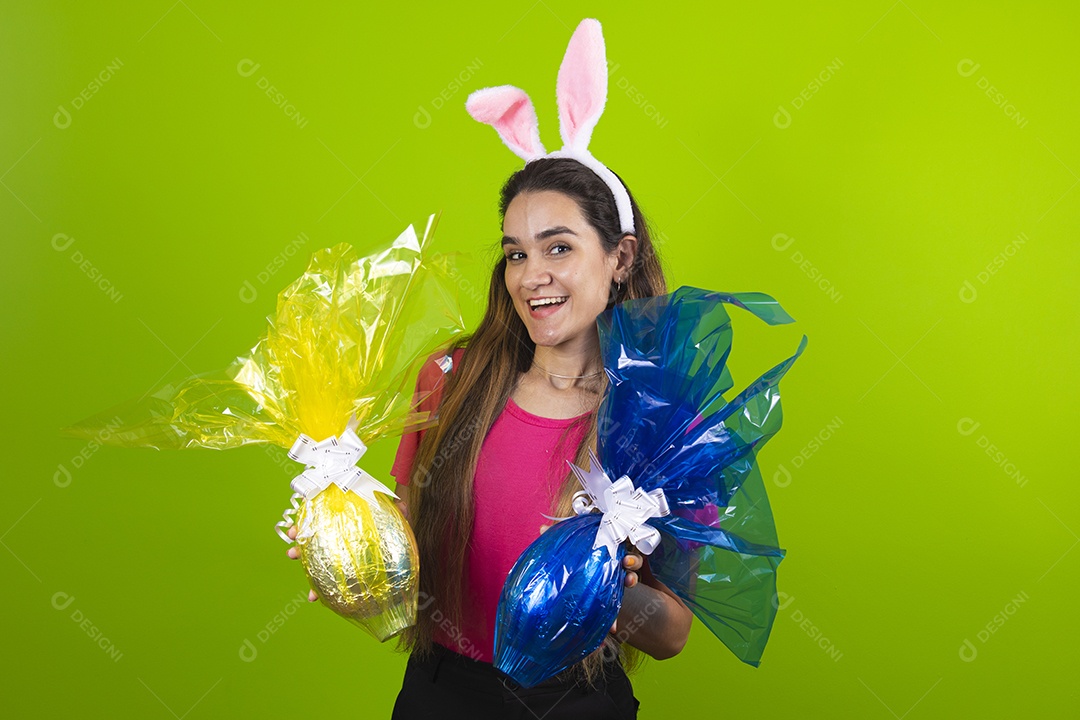 Linda menina garota usando fantasia de coelho Conceito Feliz Páscoa